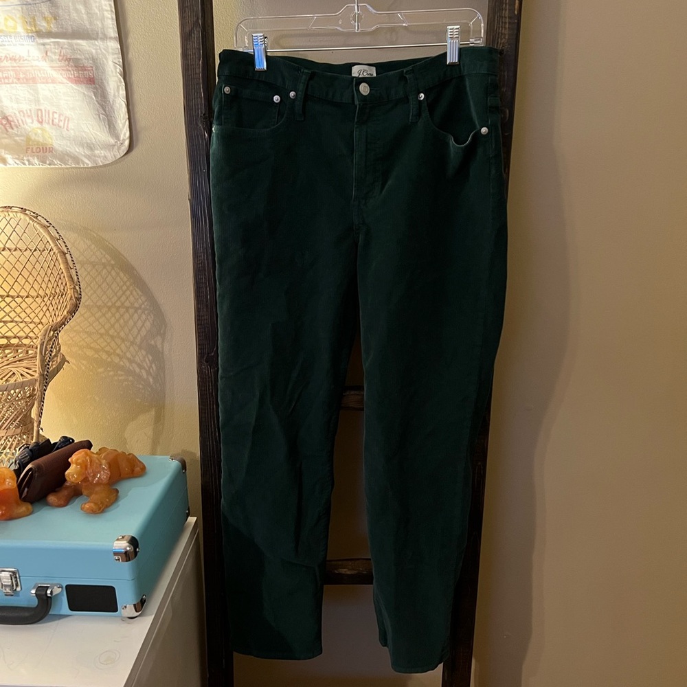 J. Crew Vintage Straight Leg Green Corduroy Pants